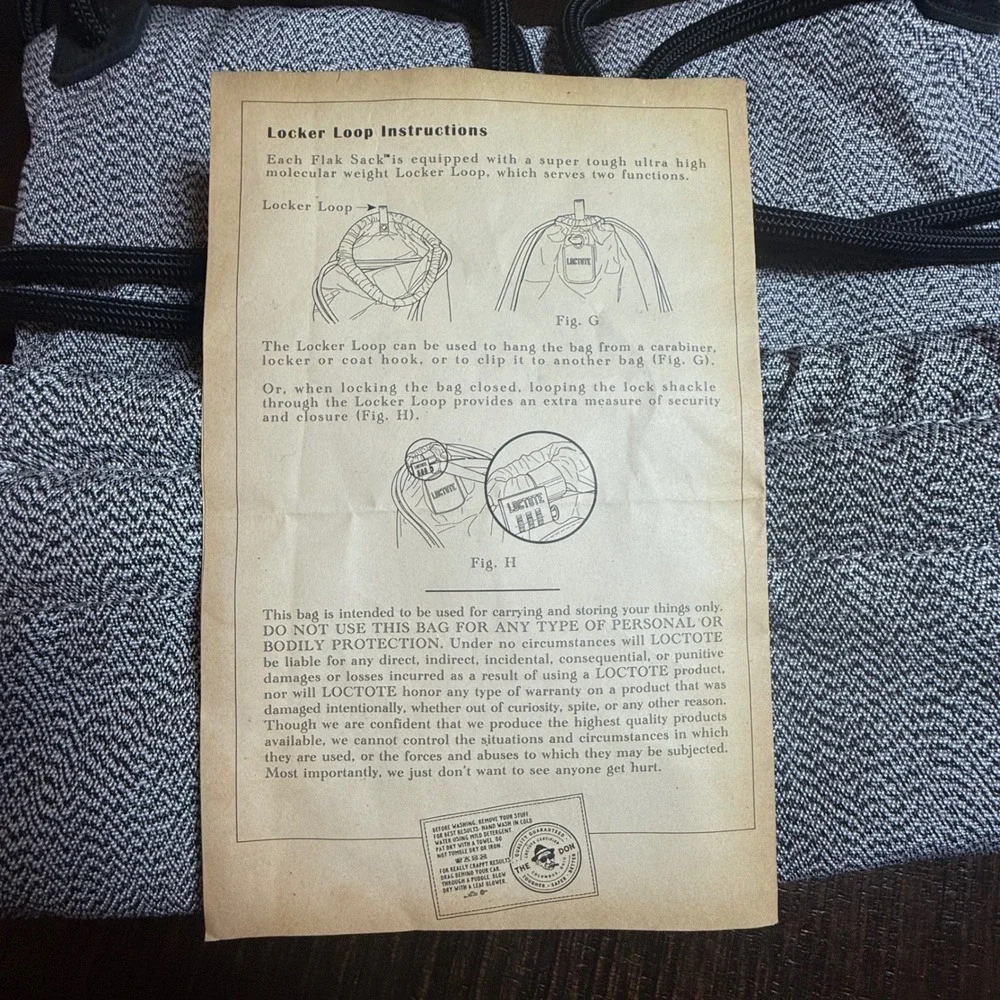 Loctote Original Flak Sack Anti-Theft Drawstring Backpack Gray Theft-Resistant